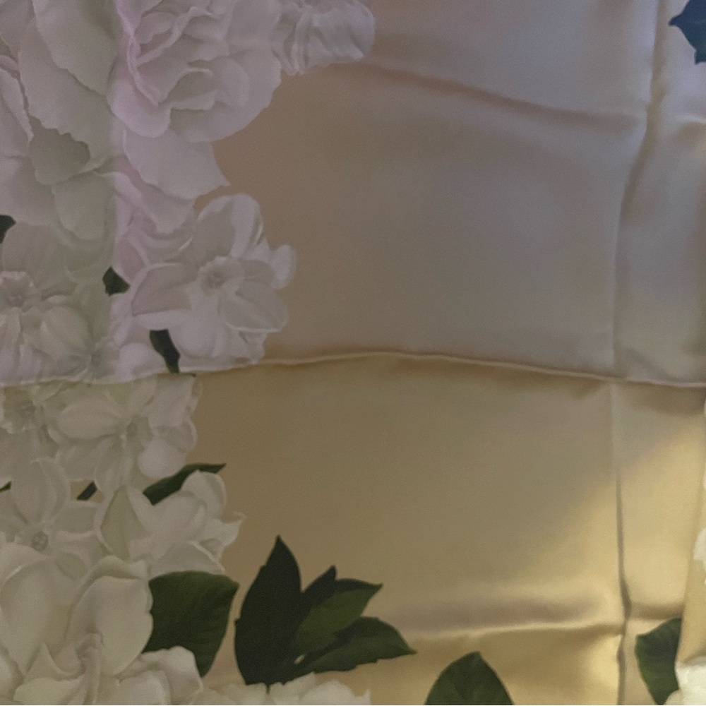 Chanel Gold and Green Floral Silk Scarf - Picture 5 of 13